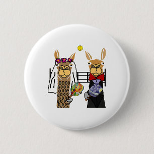 Smiletessports Fun Llama Bruid en bruidegom Pickle Ronde Button 5,7 Cm