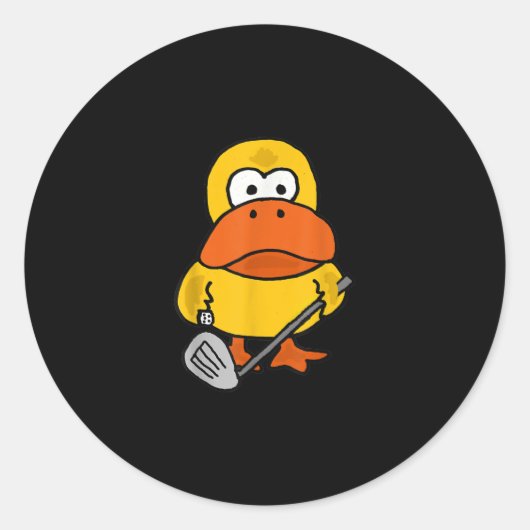 Smiletodays Funny Duck die Golf speelt Ronde Sticker (Voorkant)