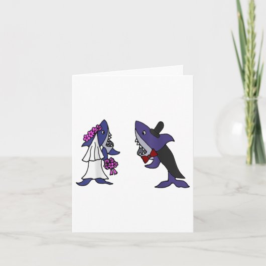 Smiletodaytees Funny Shark Bride and Groom _1 Kaart (Voorkant)