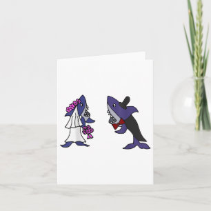 Smiletodaytees Funny Shark Bride and Groom _1 Kaart