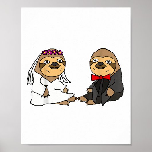 Smiletodaytees Funny Sloth Bruid en bruidegom brui Poster (Voorkant)
