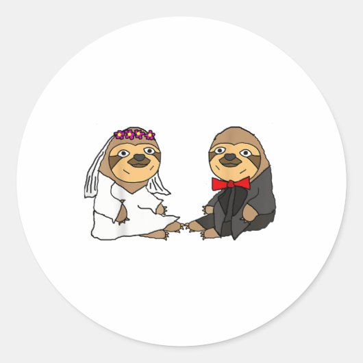 Smiletodaytees Funny Sloth Bruid en bruidegom brui Ronde Sticker (Voorkant)