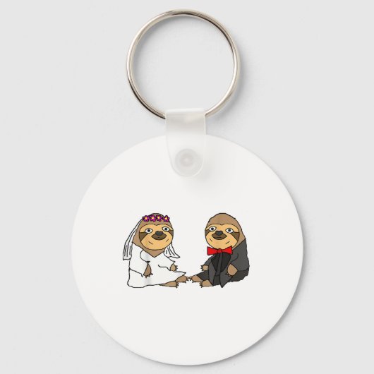 Smiletodaytees Funny Sloth Bruid en bruidegom brui Sleutelhanger (Voorkant)