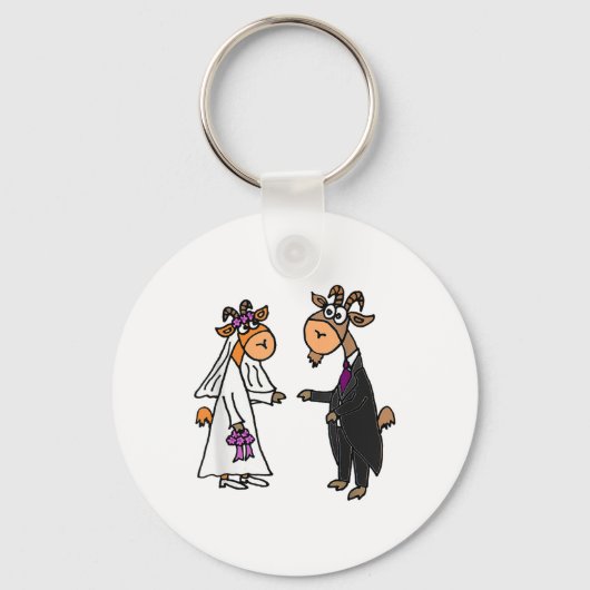 Smiletodaytees Geitenbruid en bruidegom bruiloft _ Sleutelhanger (Voorkant)