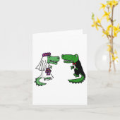 Smiletodaytees Leuke bruid en bruidegom Alligator  Kaart (Gele Bloem)