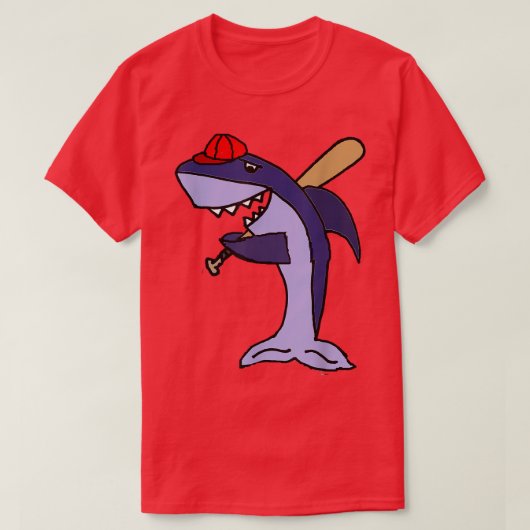 Smiletodaytes Funny Shark die honkbal speelt T-shirt (Design voorkant)