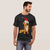 SmileXMAS Funny Beaver in kerstmis T-shirt (Voorkant volledig)