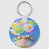 Smiley Ballon en Flower Basket Sleutelhanger (Achterkant)