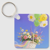 Smiley Balloon and Flower Basket Keychain (Voorkant)