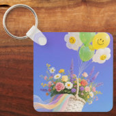 Smiley Balloon and Flower Basket Keychain (Voorkant)
