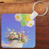 Smiley Balloon and Flower Basket Keychain (Achterkant)