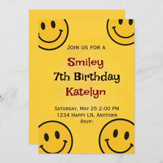 Smiley Birthday Kaart (Voorkant / Achterkant)