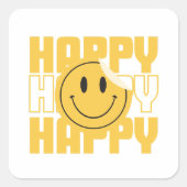 Smiley blij gezicht vierkante sticker (Voorkant)