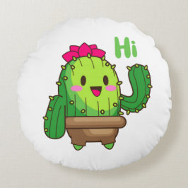 Smiley Cactus Pillow – Hello Plant Design Rond Kussen
