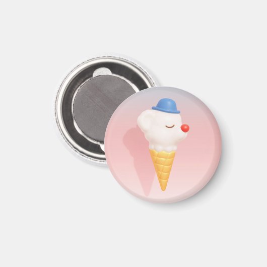 Smiley Cone: 3D Cute Dog Ice Cream Character Art Magneet (Voorkant / Achterkant)