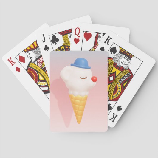 Smiley Cone: 3D Cute Dog Ice Cream Character Art Pokerkaarten (Achterkant)