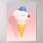 Smiley Cone: 3D Icoontje van een hond met een ijsj Poster (Voorkant)