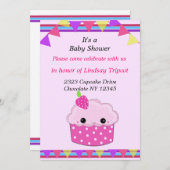 Smiley Cupcake Baby shower Invitation Kaart (Voorkant / Achterkant)
