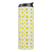 Smiley Daisies Pattern – Happy Flower Face Design Thermosbeker (Gedraaid links)