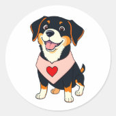 Smiley Dog Pup – Cute Cartoon Dog Ronde Sticker (Voorkant)