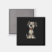 Smiley Dog (zwarte achtergrond) Sticker Magneet (Voorkant / Achterkant)