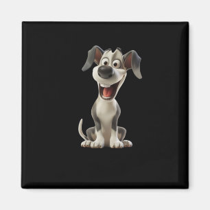 Smiley Dog (zwarte achtergrond) Sticker Magneet
