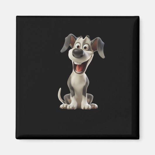 Smiley Dog (zwarte achtergrond) Sticker Magneet (Voorkant)