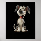 Smiley Dog (zwarte achtergrond) Sticker Poster (Voorkant)
