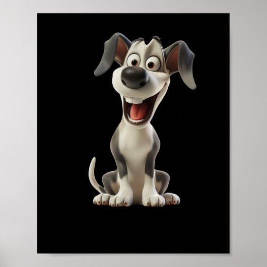 Smiley Dog (zwarte achtergrond) Sticker Poster (Voorkant)