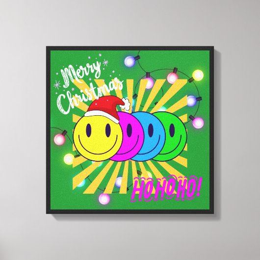 Smiley face ポップなクリスマス♡ canvas afdruk (Voorkant)