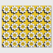 Smiley Face Flower Wrapping Paper Cadeaupapier (Vlak)