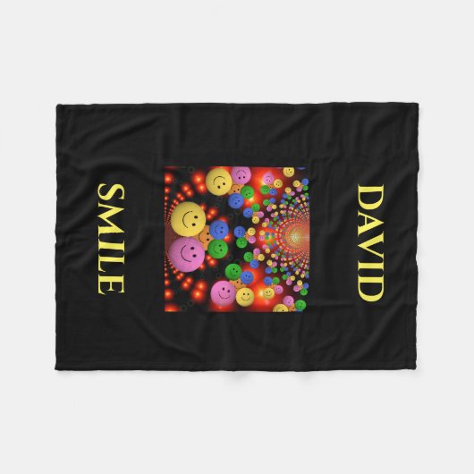 Smiley face gepersonaliseerde naam fleece blanket. (Voorkant (Horizontaal))