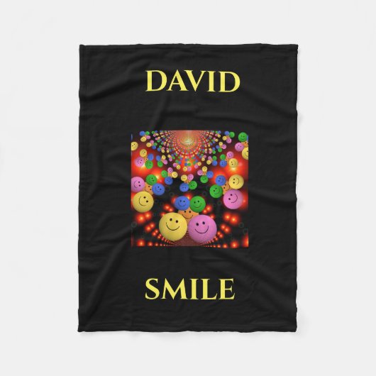 Smiley face gepersonaliseerde naam fleece blanket. (Voorkant)