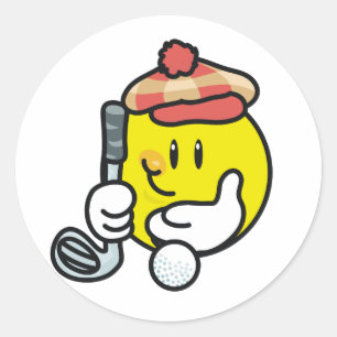 Smiley Face Golf T-shirts en Gifts Ronde Sticker