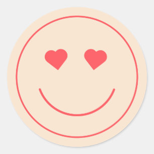 Smiley Face Heart Eyes   SINAASAPPEL Ronde Sticker