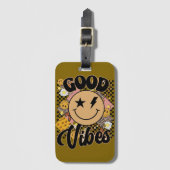 Smiley Face met Goede Vibes Bagagelabel (Voorkant (verticaal))