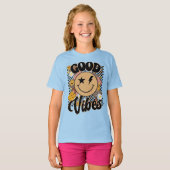 Smiley Face met Goede Vibes T-shirt (Voorkant volledig)