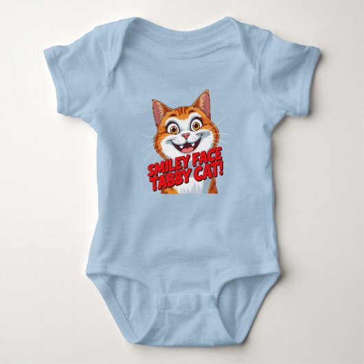 Smiley Face Tabby Cat!!! Baby BodySuit (Voorkant)