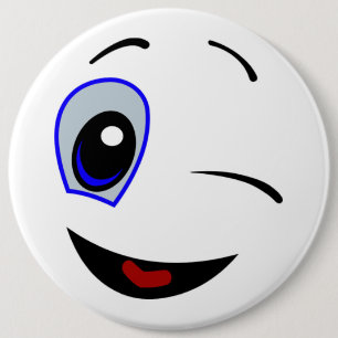 SMILEY FACE WINKEN RONDE BUTTON 6,0 CM