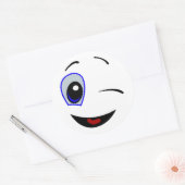 SMILEY FACE WINKEN RONDE STICKER (Envelop)