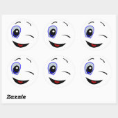 SMILEY FACE WINKEN RONDE STICKER (Vel)