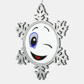 SMILEY FACE WINKEN TIN SNEEUWVLOK ORNAMENT (Rechts)