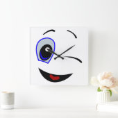 SMILEY FACE WINKEN VIERKANTE KLOK (Huis)