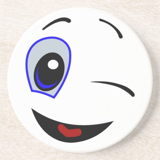SMILEY FACE WINKEN ZANDSTEEN ONDERZETTER (Voorkant)