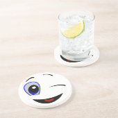 SMILEY FACE WINKEN ZANDSTEEN ONDERZETTER (Zijkant)