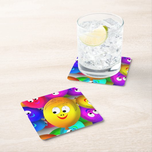 Smiley Faces Balloons Pattern-64171 Kartonnen Onderzetters (Insitu)