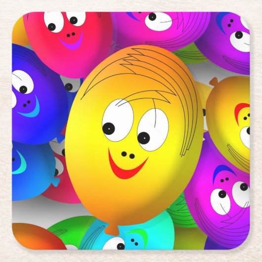Smiley Faces Balloons Pattern-64171 Kartonnen Onderzetters (Voorkant)