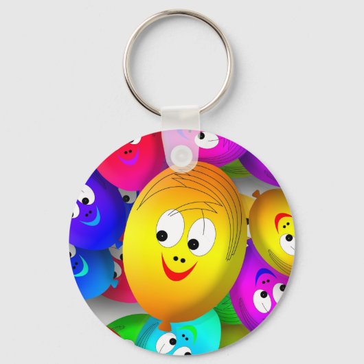 Smiley Faces Balloons Pattern-64171 Sleutelhanger (Voorkant)