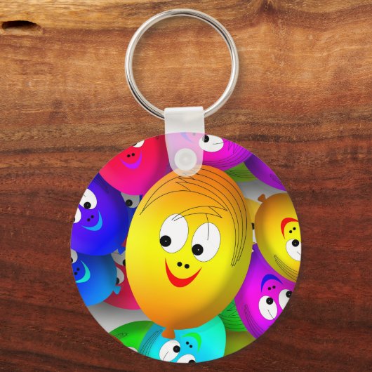 Smiley Faces Balloons Pattern-64171 Sleutelhanger (Achterkant)