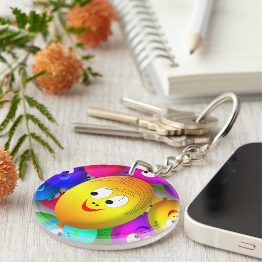 Smiley Faces Balloons Pattern-64171 Sleutelhanger (Voorkant Rechts)
